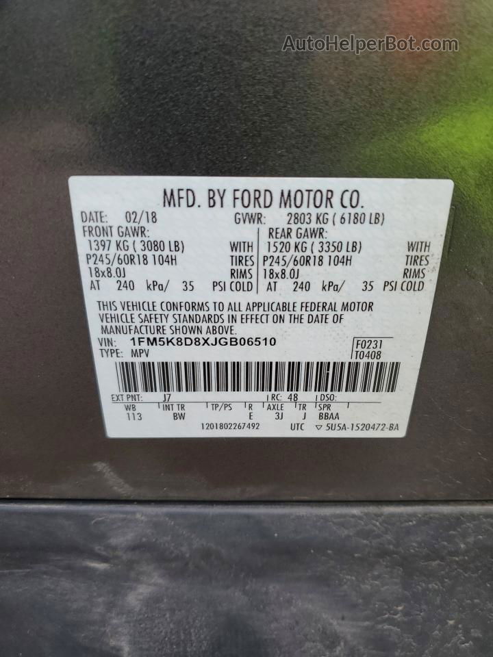 2018 Ford Explorer Xlt Черный vin: 1FM5K8D8XJGB06510