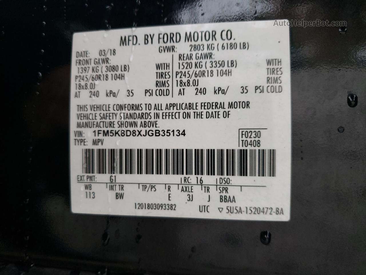 2018 Ford Explorer Xlt Черный vin: 1FM5K8D8XJGB35134