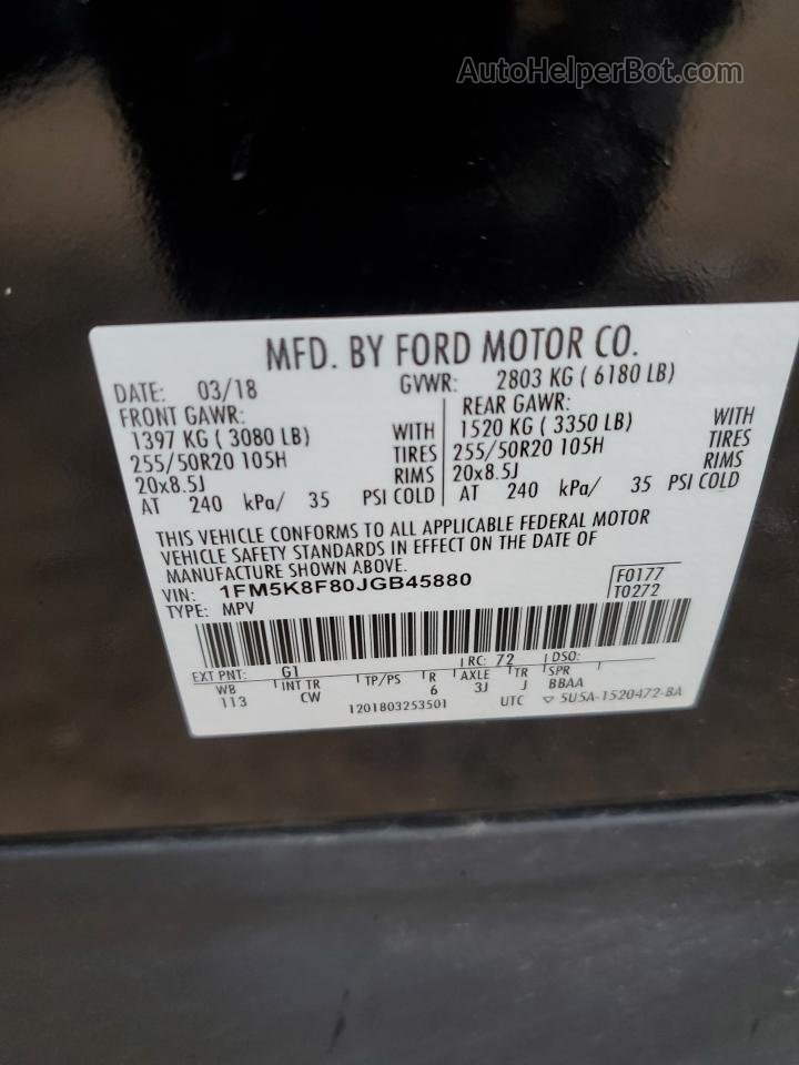 2018 Ford Explorer Limited Black vin: 1FM5K8F80JGB45880