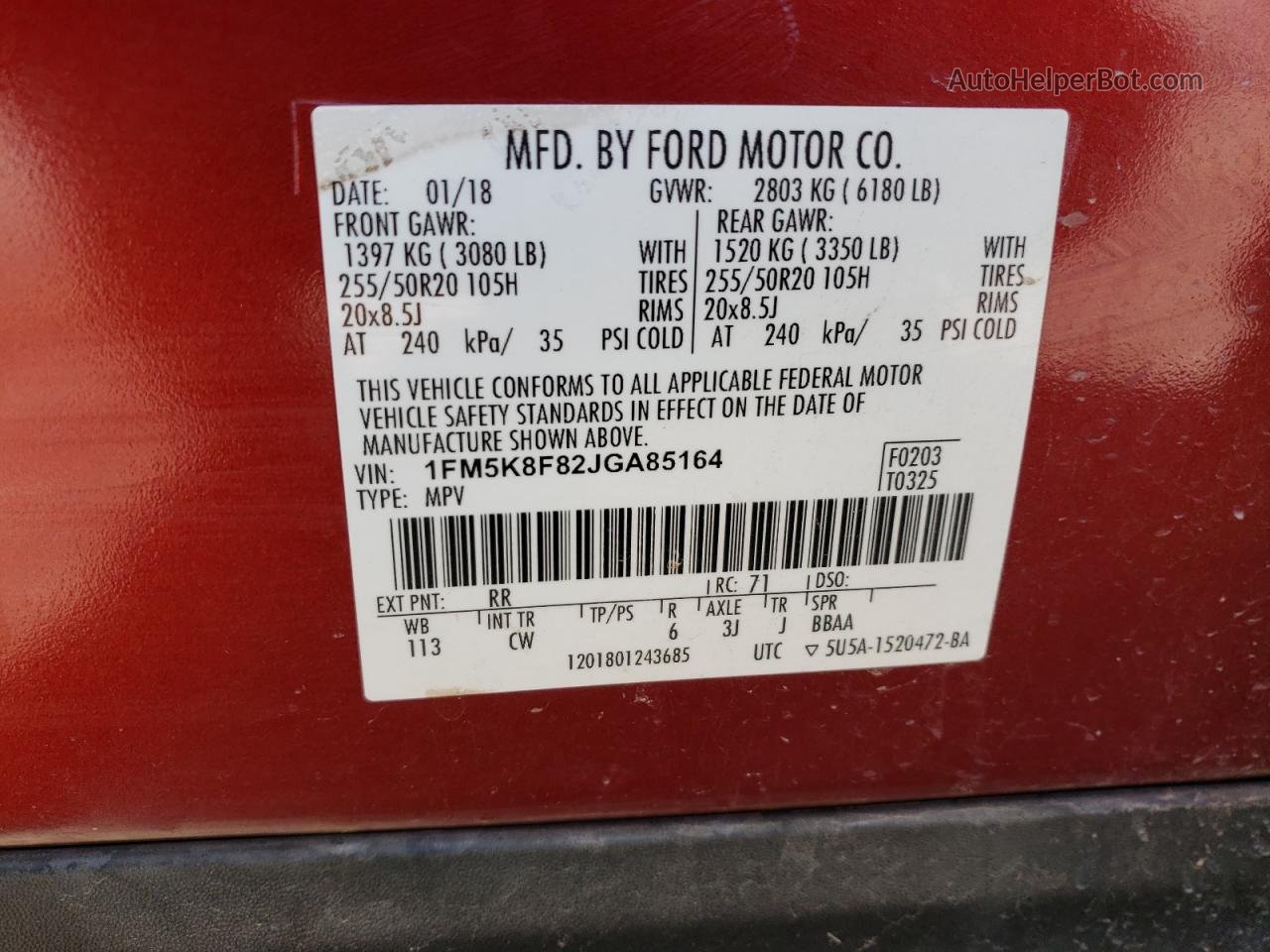2018 Ford Explorer Limited Red vin: 1FM5K8F82JGA85164
