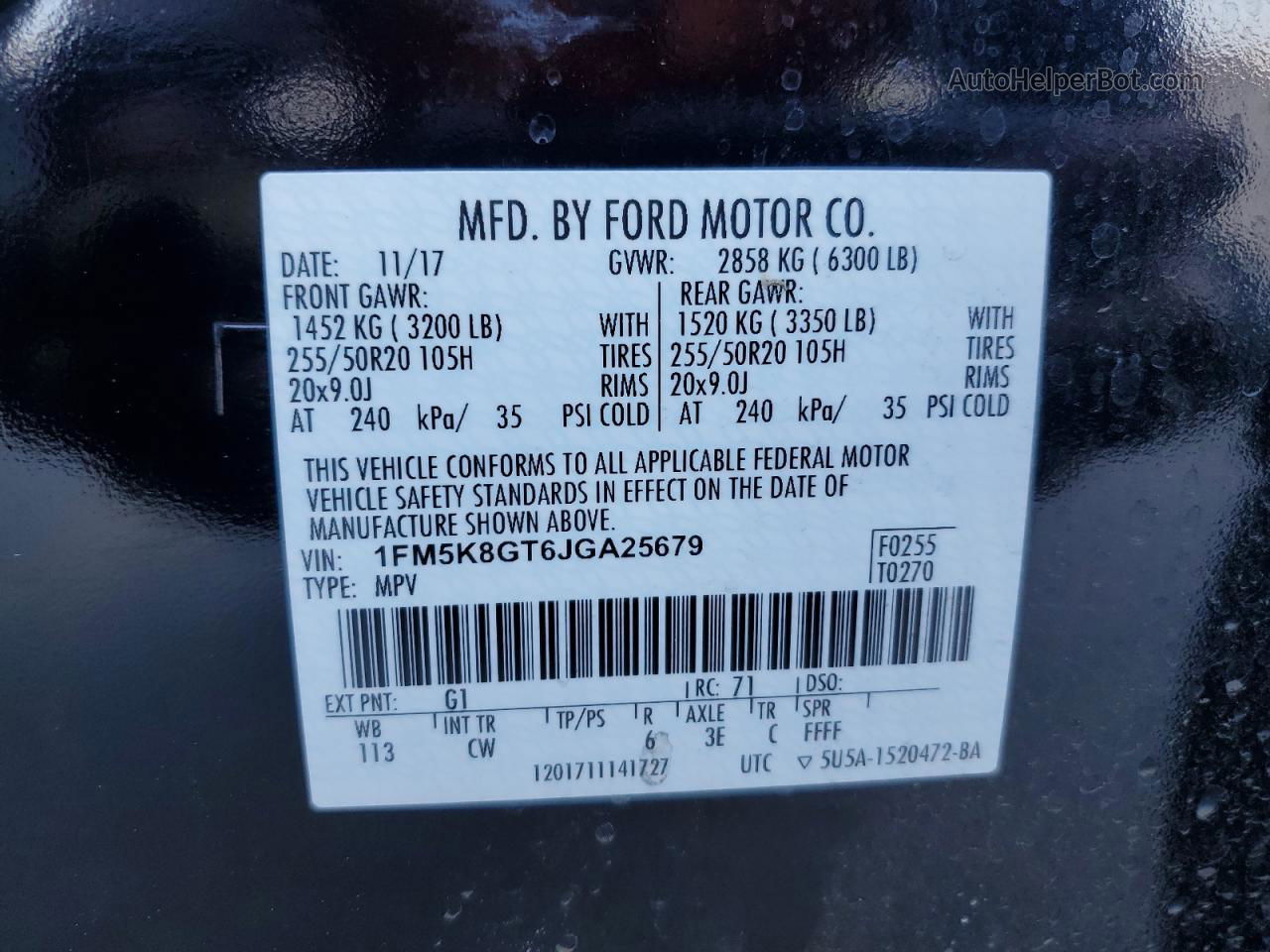 2018 Ford Explorer Sport Black vin: 1FM5K8GT6JGA25679