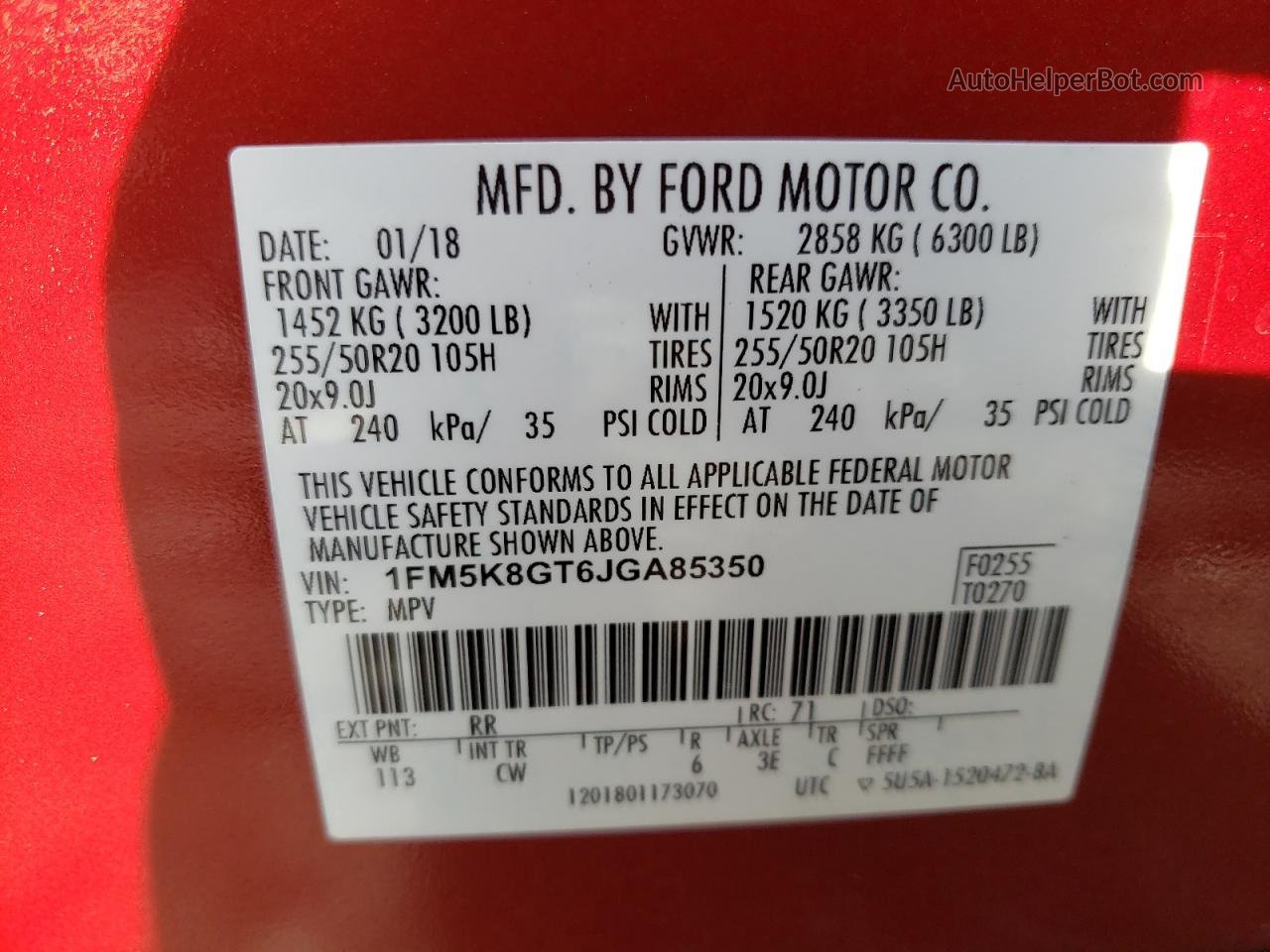 2018 Ford Explorer Sport Красный vin: 1FM5K8GT6JGA85350