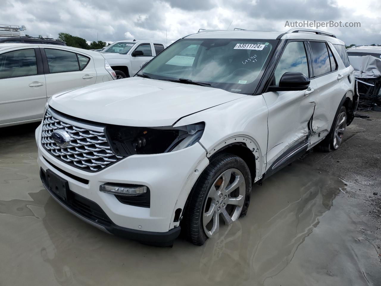 2020 Ford Explorer Platinum White vin: 1FM5K8HC7LGA39222