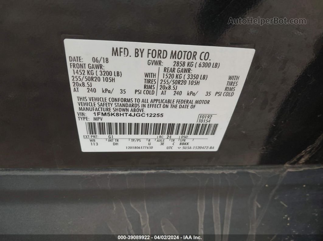 2018 Ford Explorer Platinum Черный vin: 1FM5K8HT4JGC12255