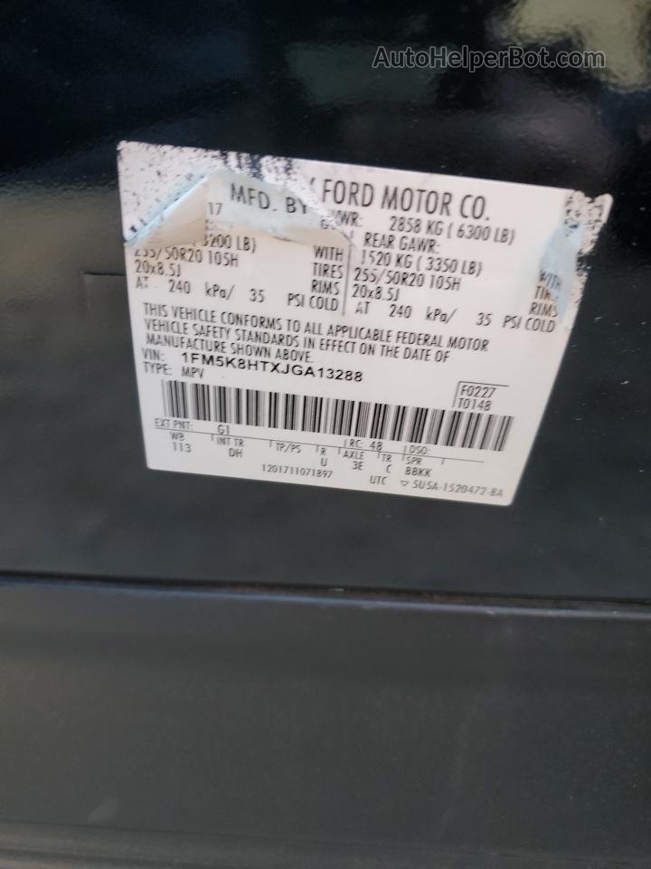 2018 Ford Explorer Platinum Черный vin: 1FM5K8HTXJGA13288