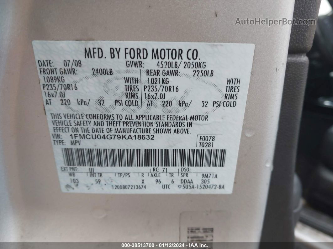 2009 Ford Escape Limited Серебряный vin: 1FMCU04G79KA18632