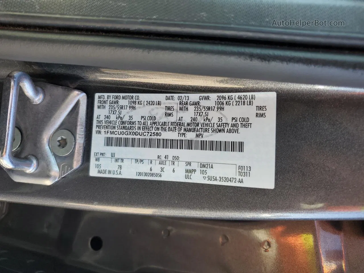 2013 Ford Escape Se Gray vin: 1FMCU0GX0DUC72580