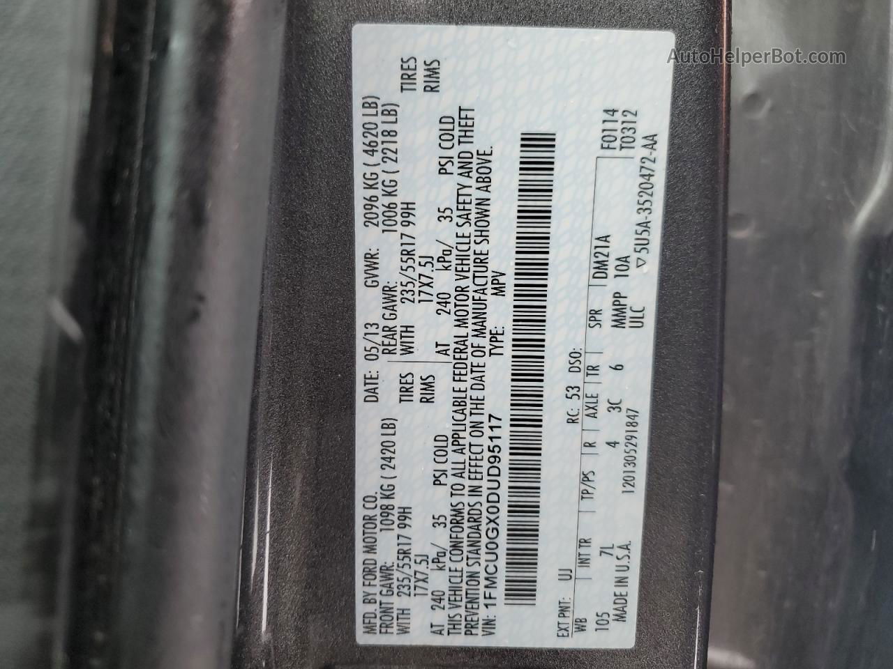 2013 Ford Escape Se Gray vin: 1FMCU0GX0DUD95117