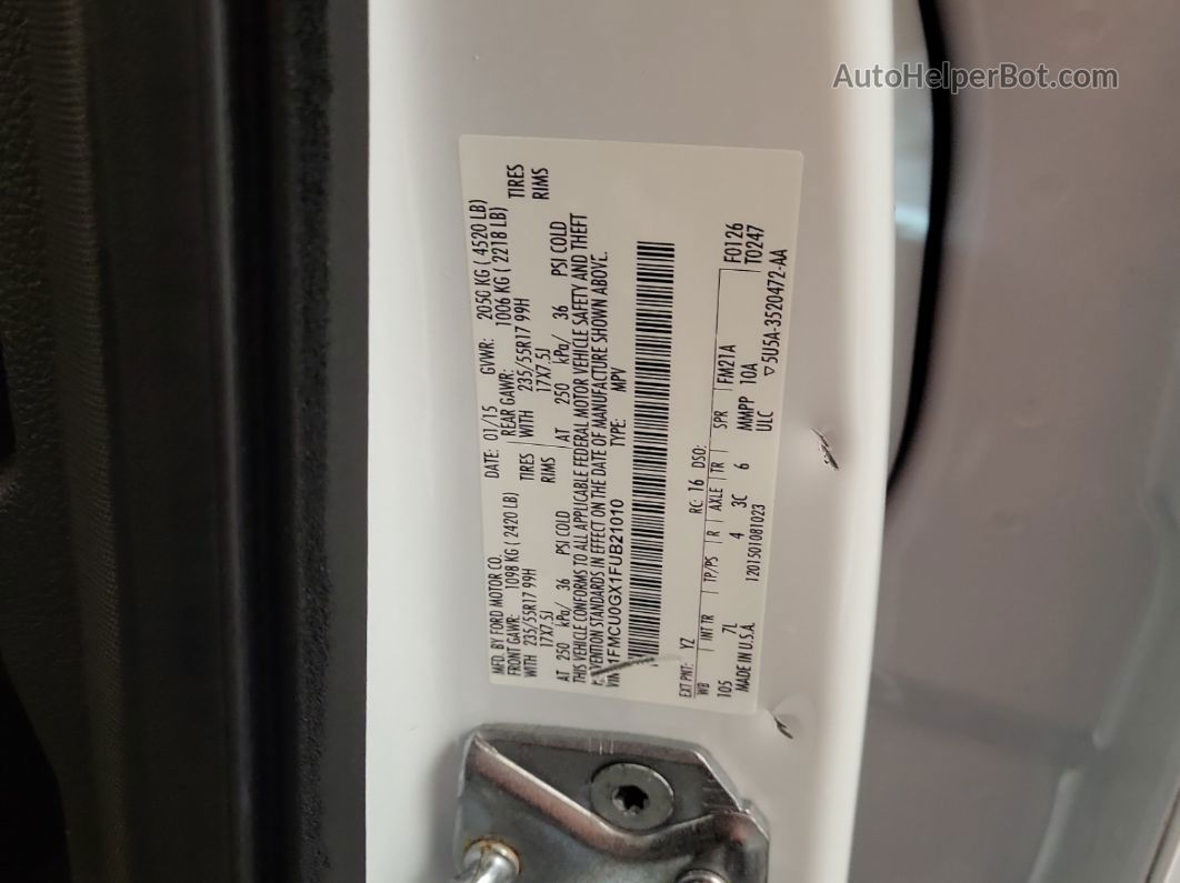 2015 Ford Escape Se vin: 1FMCU0GX1FUB21010