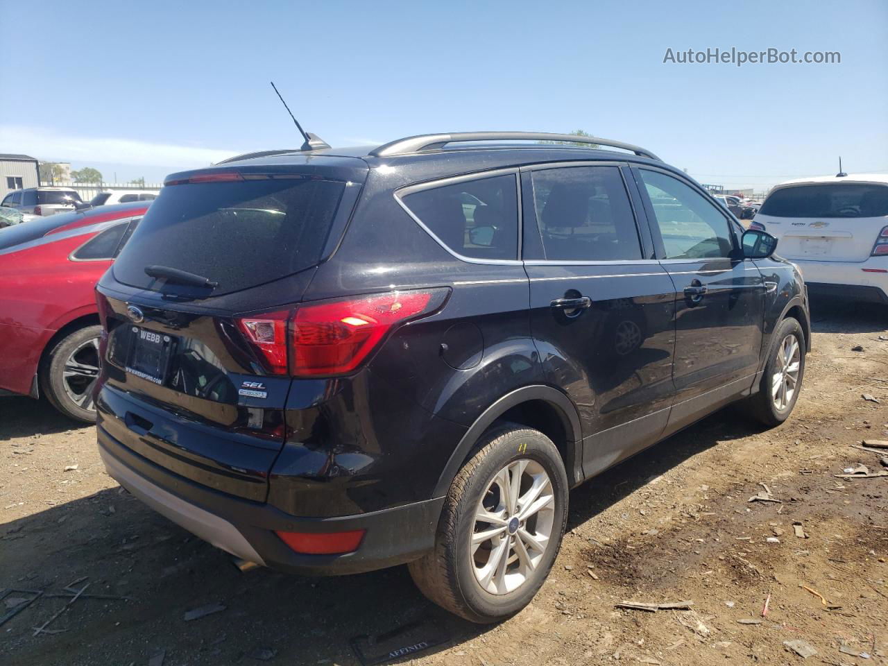 2019 Ford Escape Sel Черный vin: 1FMCU0HD9KUB96889