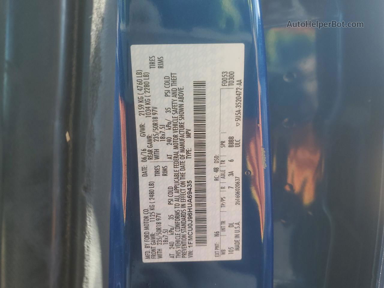 2017 Ford Escape Titanium Blue vin: 1FMCU0J96HUA69435