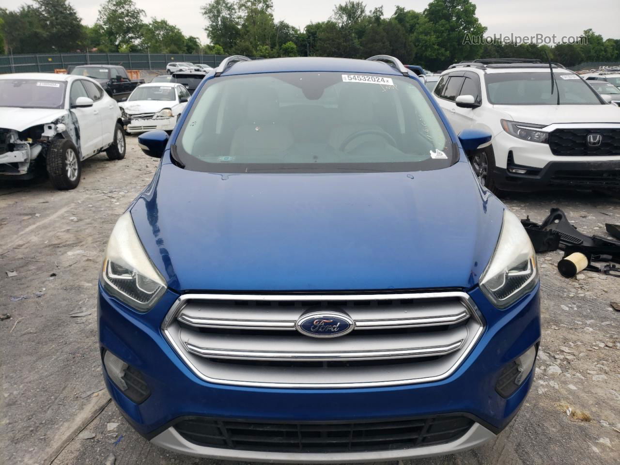 2017 Ford Escape Titanium Синий vin: 1FMCU0JDXHUA88641