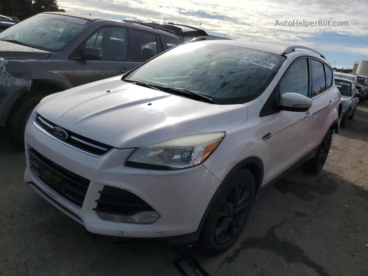 2014 Ford Escape Titanium White vin: 1FMCU0JX1EUB72840