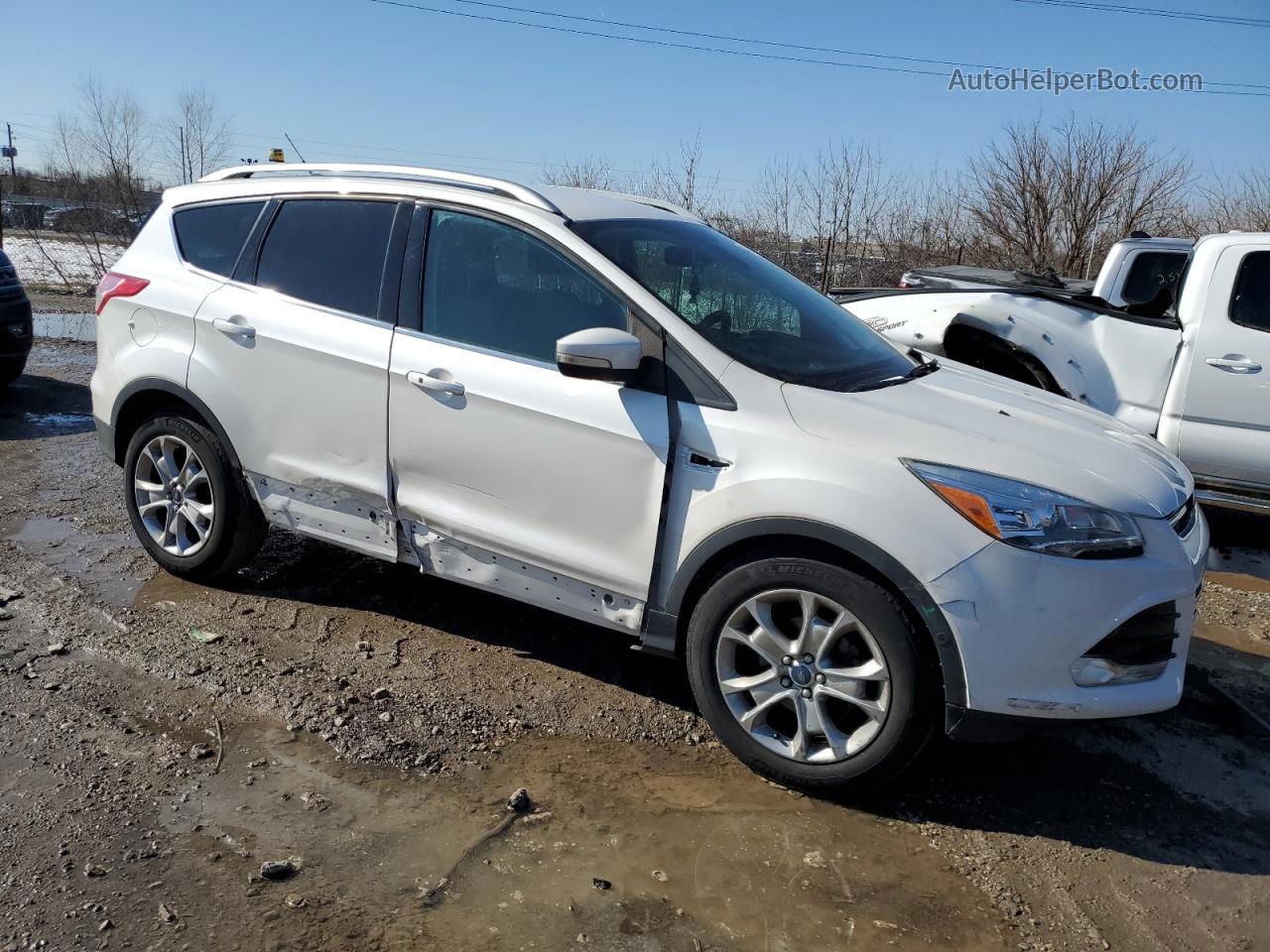 2014 Ford Escape Titanium White vin: 1FMCU0JX7EUB43178