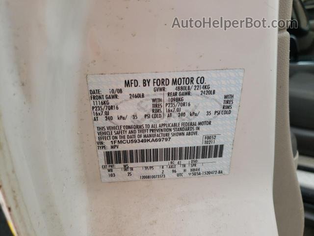 2009 Ford Escape Hybrid White vin: 1FMCU59349KA69797