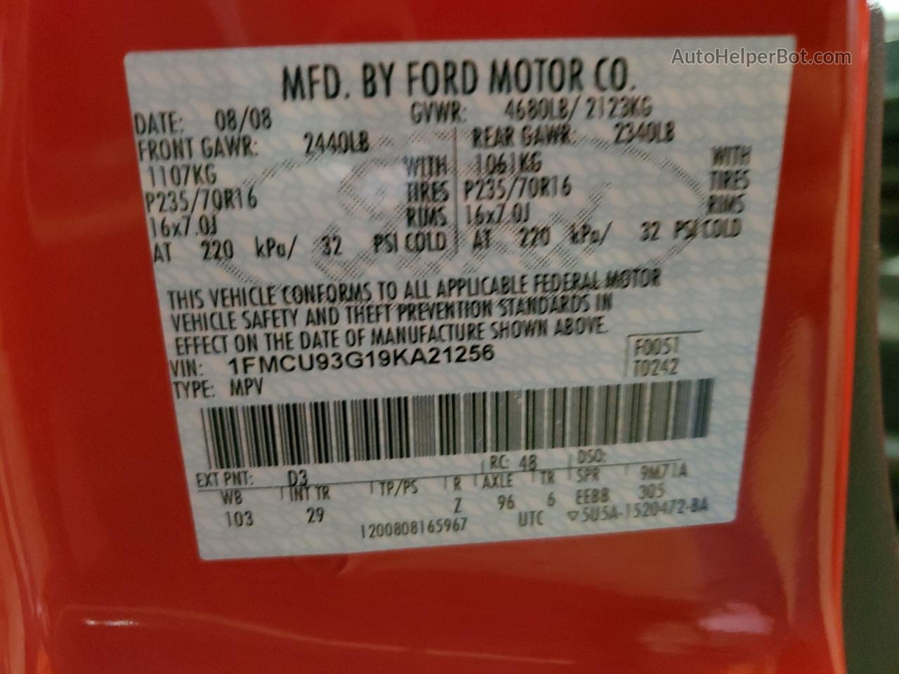 2009 Ford Escape Xlt Red vin: 1FMCU93G19KA21256