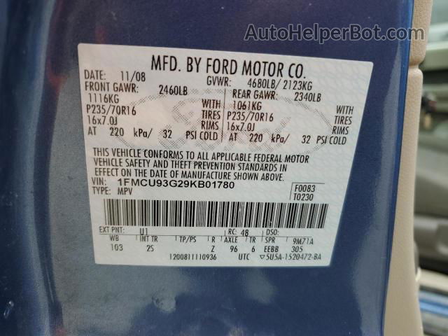 2009 Ford Escape Xlt Blue vin: 1FMCU93G29KB01780