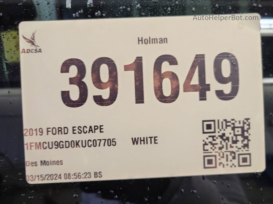 2019 Ford Escape Se vin: 1FMCU9GD0KUC07705
