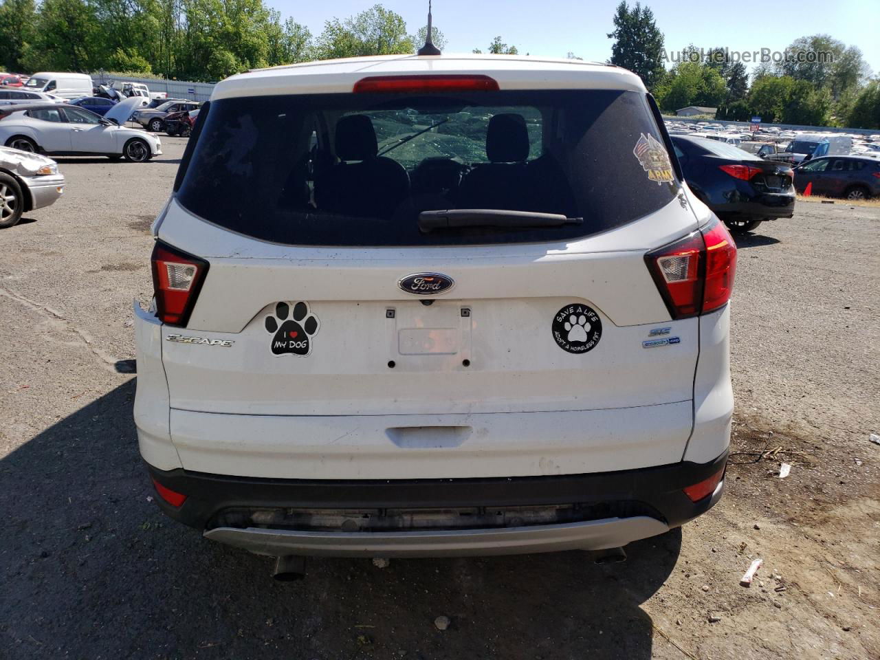 2019 Ford Escape Se White vin: 1FMCU9GD6KUA64727