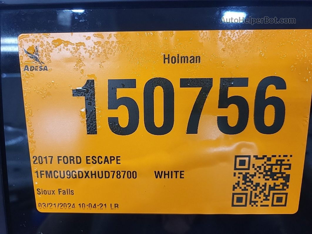 2017 Ford Escape Se vin: 1FMCU9GDXHUD78700