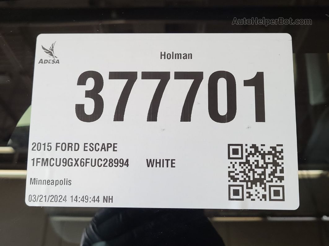 2015 Ford Escape Se vin: 1FMCU9GX6FUC28994