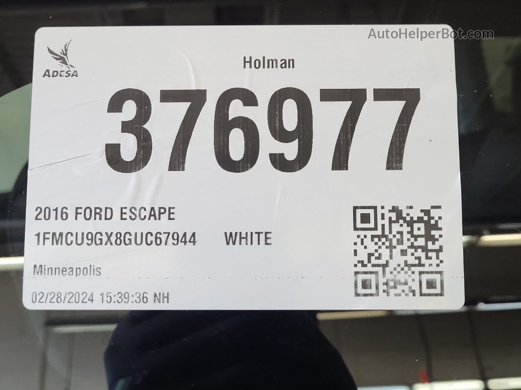 2016 Ford Escape Se vin: 1FMCU9GX8GUC67944