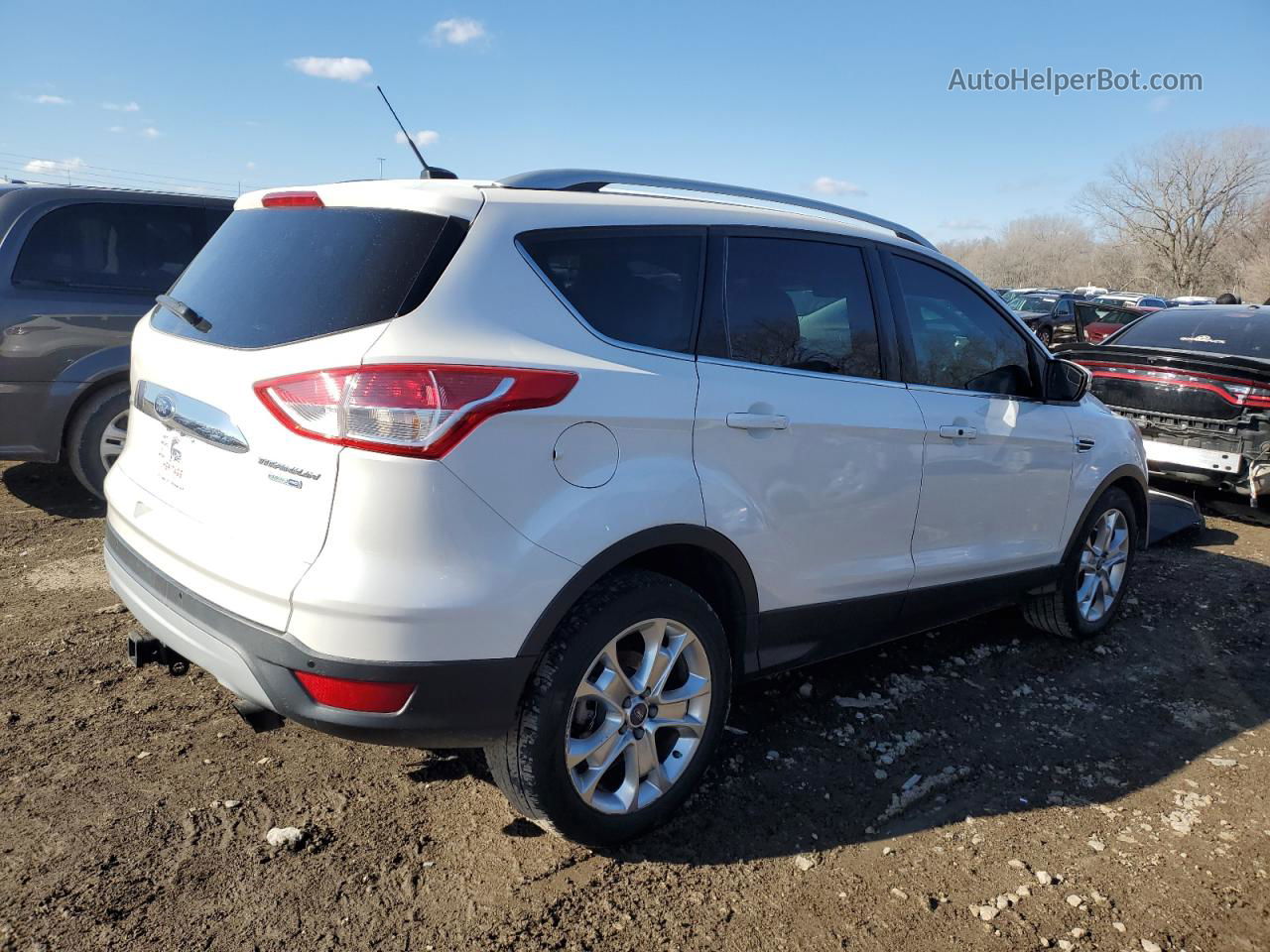 2014 Ford Escape Titanium White vin: 1FMCU9J90EUC59621