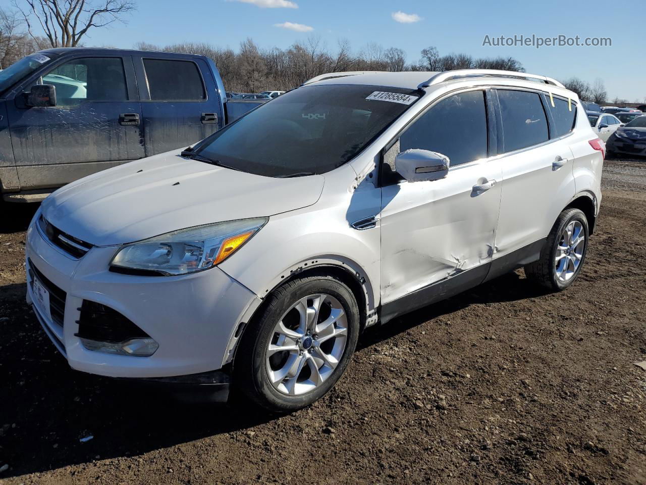 2014 Ford Escape Titanium White vin: 1FMCU9J90EUC59621