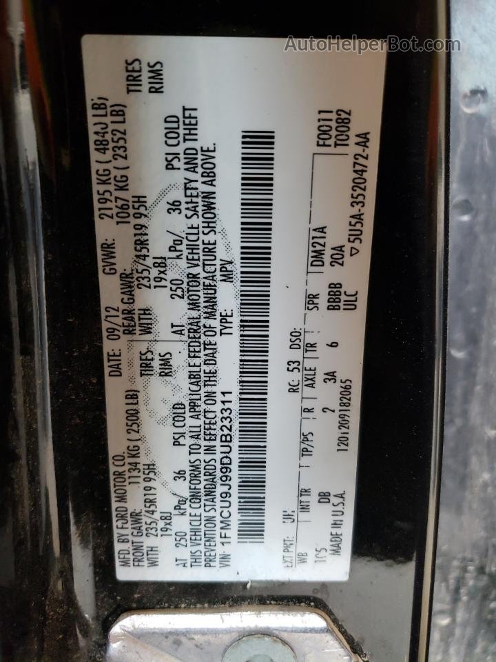 2013 Ford Escape Titanium Черный vin: 1FMCU9J99DUB23311