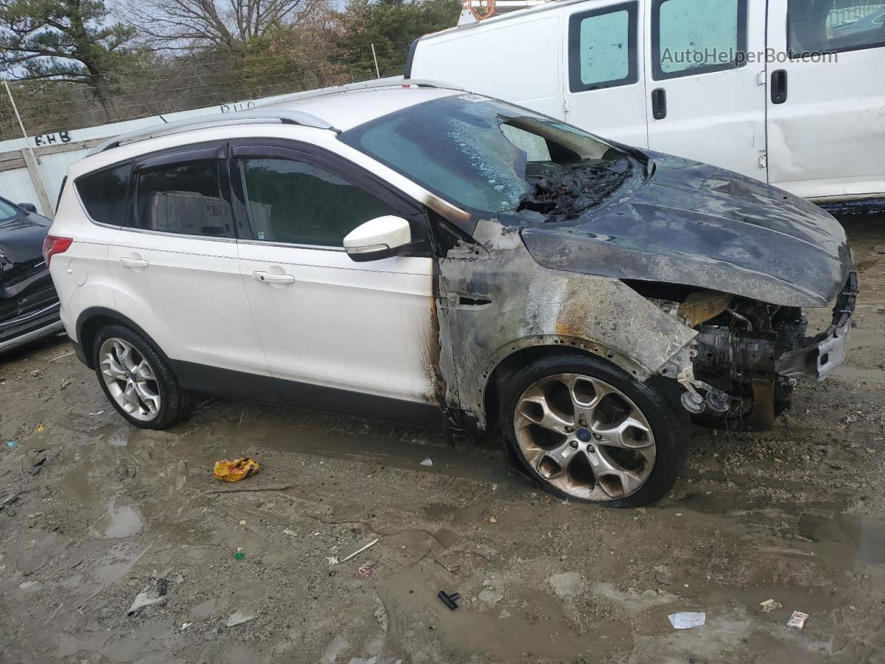 2014 Ford Escape Titanium White vin: 1FMCU9JX8EUA42719