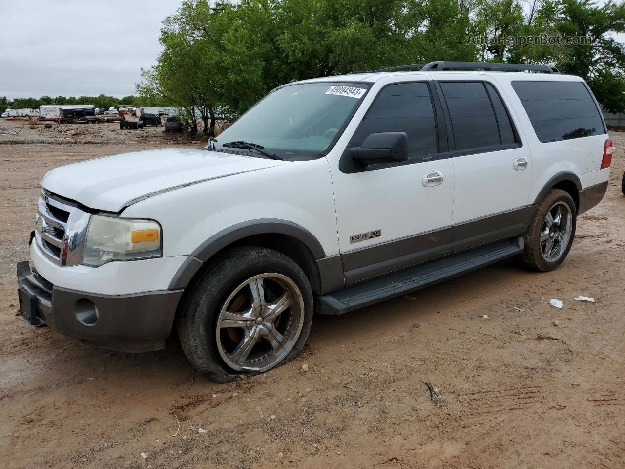 2007 Ford Expedition El Xlt White vin: 1FMFK15577LA59811