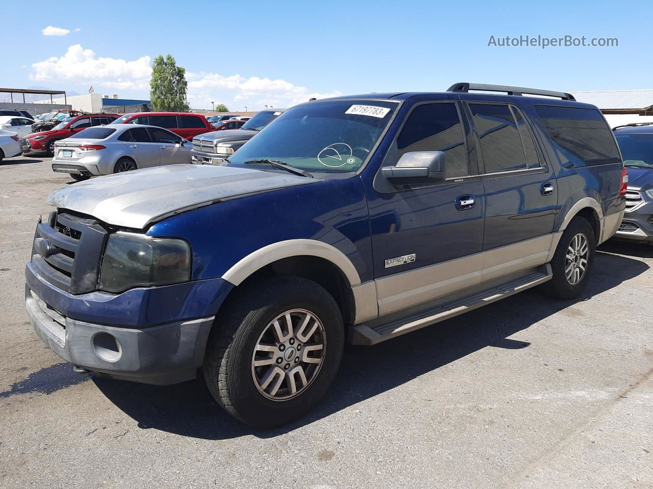 2007 Ford Expedition El Eddie Bauer Blue vin: 1FMFK18507LA22000