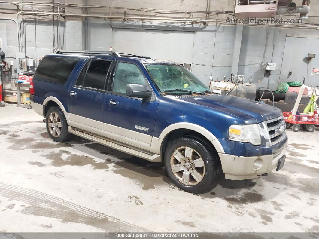 2007 Ford Expedition El Eddie Bauer Blue vin: 1FMFK18517LA04945