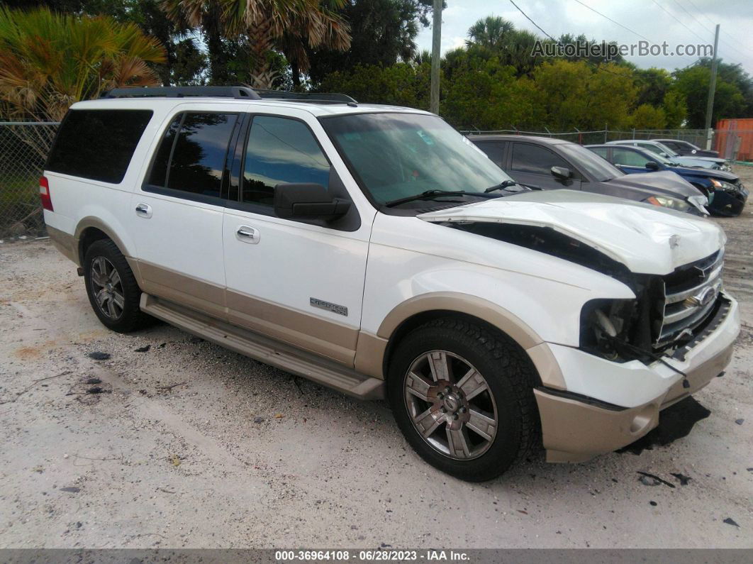 2007 Ford Expedition El Eddie Bauer White vin: 1FMFK18567LA44454