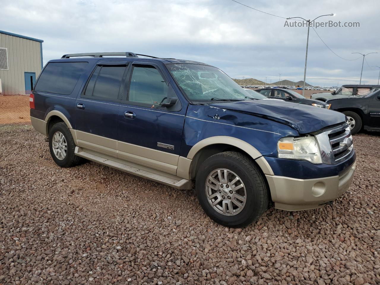 2007 Ford Expedition El Eddie Bauer Blue vin: 1FMFK18597LA40396