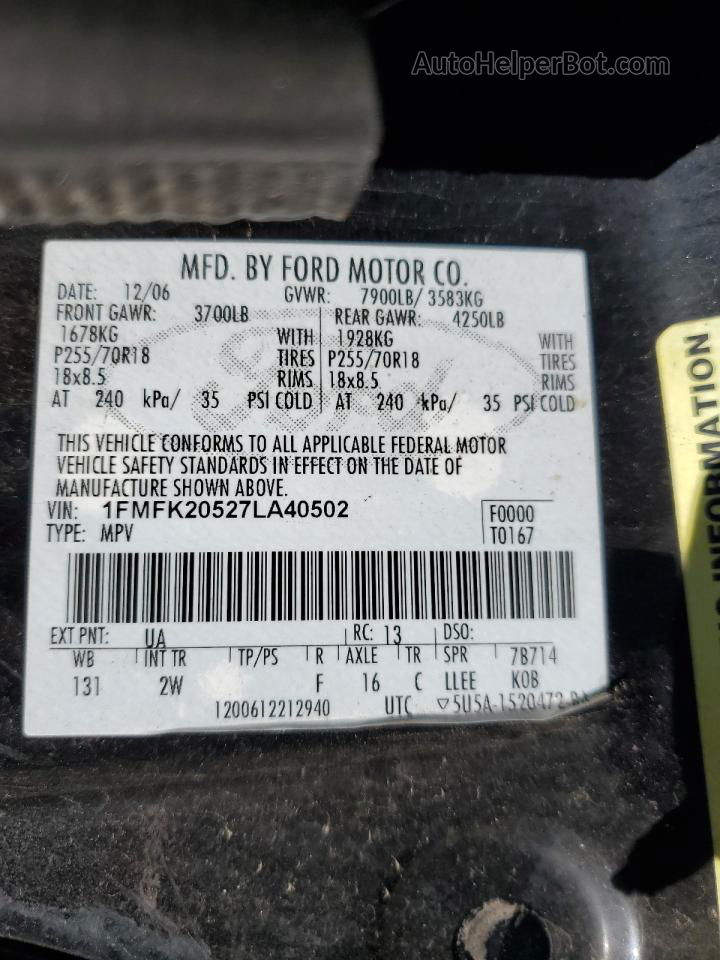 2007 Ford Expedition El Limited Black vin: 1FMFK20527LA40502