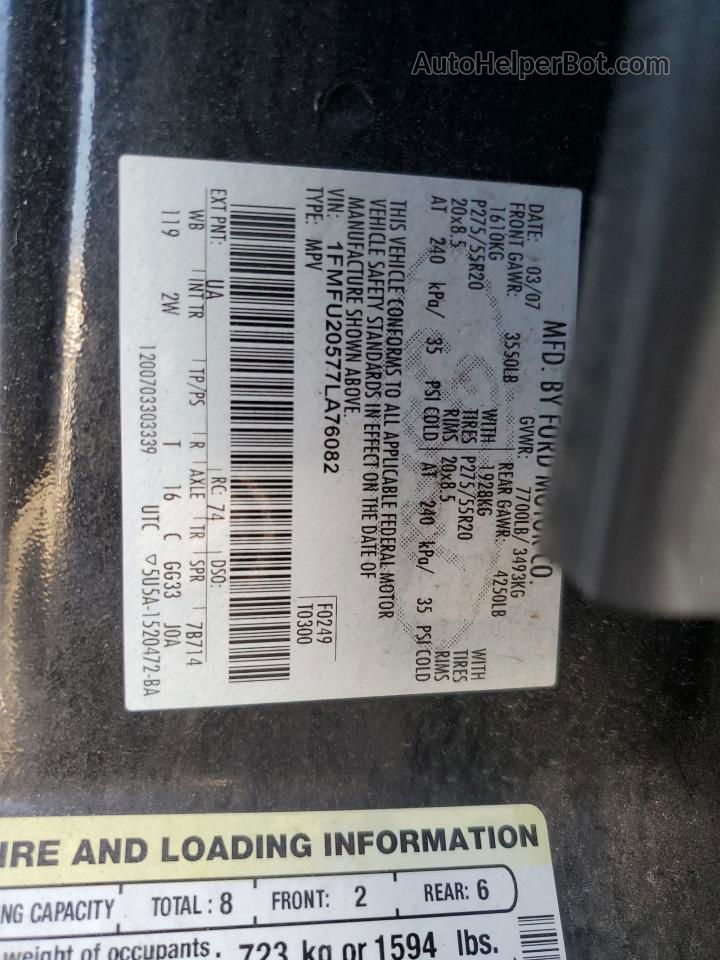 2007 Ford Expedition Limited Black vin: 1FMFU20577LA76082