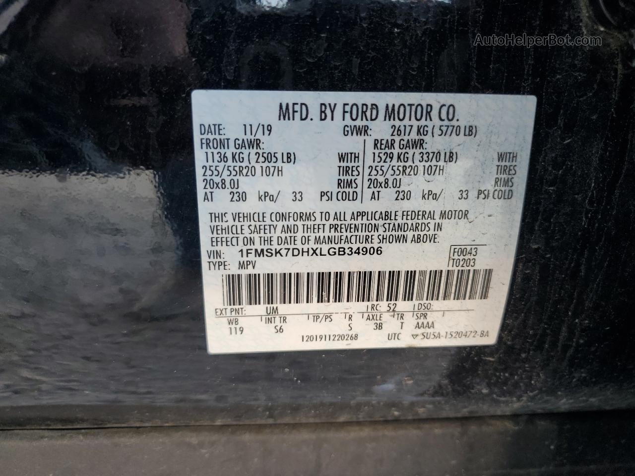 2020 Ford Explorer Xlt Черный vin: 1FMSK7DHXLGB34906