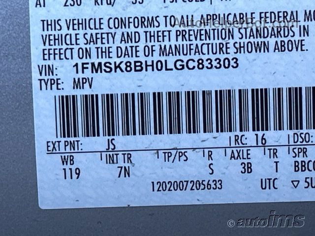 2020 Ford Explorer   vin: 1FMSK8BH0LGC83303