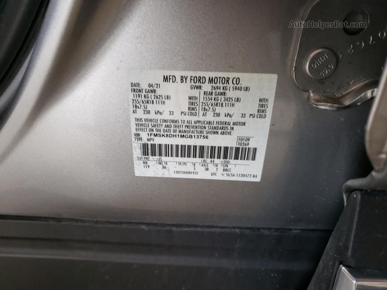 2021 Ford Explorer Xlt Silver vin: 1FMSK8DH1MGB13756