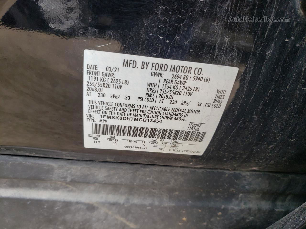 2021 Ford Explorer Xlt Черный vin: 1FMSK8DH7MGB13454