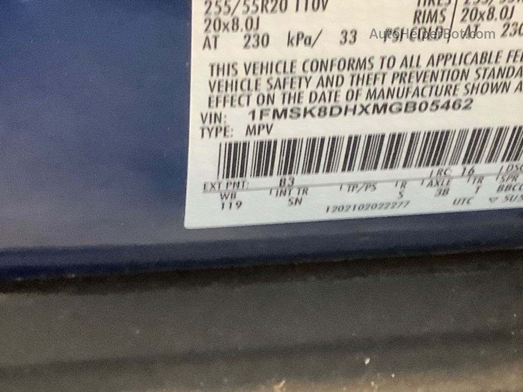 2021 Ford Explorer Xlt Unknown vin: 1FMSK8DHXMGB05462