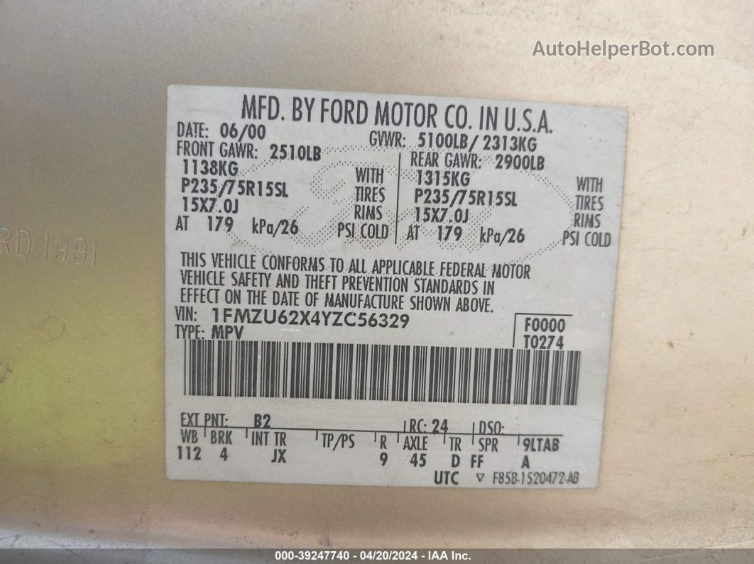 Price & History 2000 Ford Explorer Xls 4.0l V-6 160hp vin