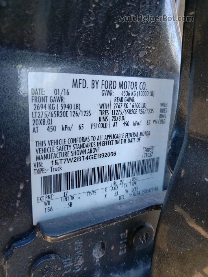 2016 Ford F250 Super Duty Gray vin: 1FT7W2BT4GEB92066
