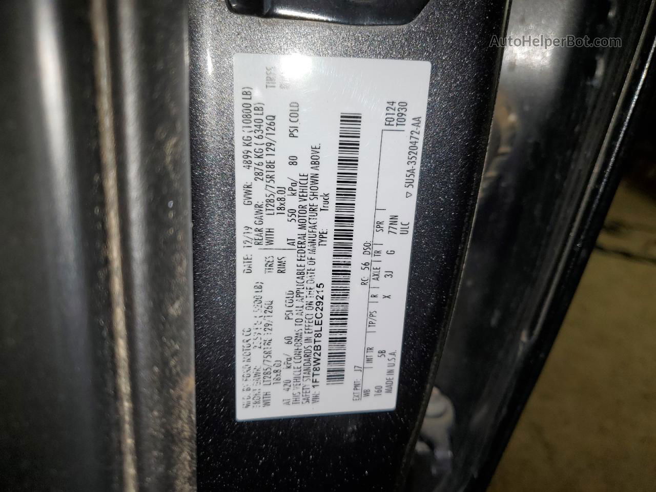 2020 Ford F250 Super Duty Charcoal vin: 1FT8W2BT8LEC29215