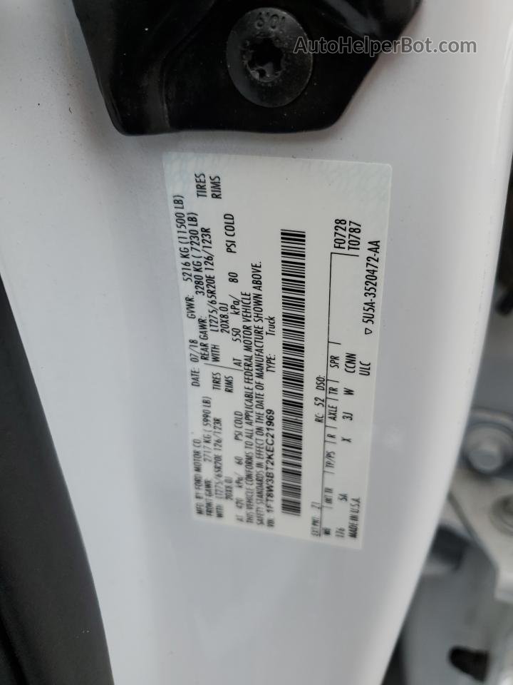 2019 Ford F350 Super Duty White vin: 1FT8W3BT2KEC21969