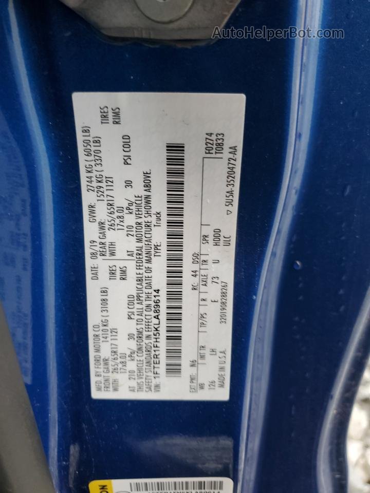 2019 Ford Ranger Xl Синий vin: 1FTER1FH5KLA89614