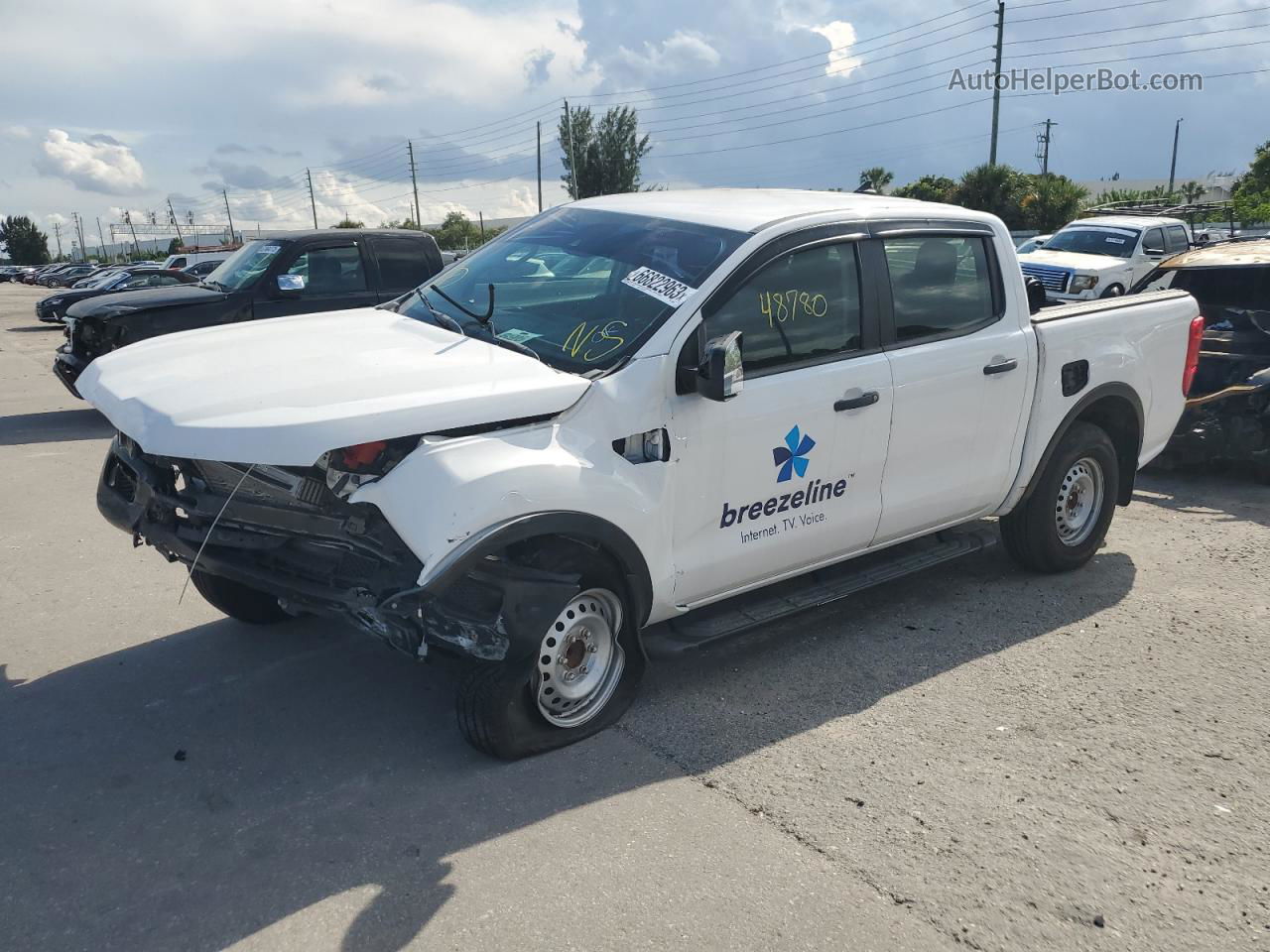 2019 Ford Ranger Xl White vin: 1FTER4EH3KLA20908