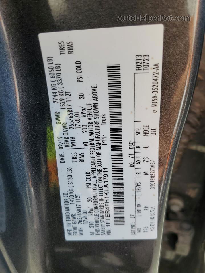 2019 Ford Ranger Xl Угольный vin: 1FTER4FH1KLA17911