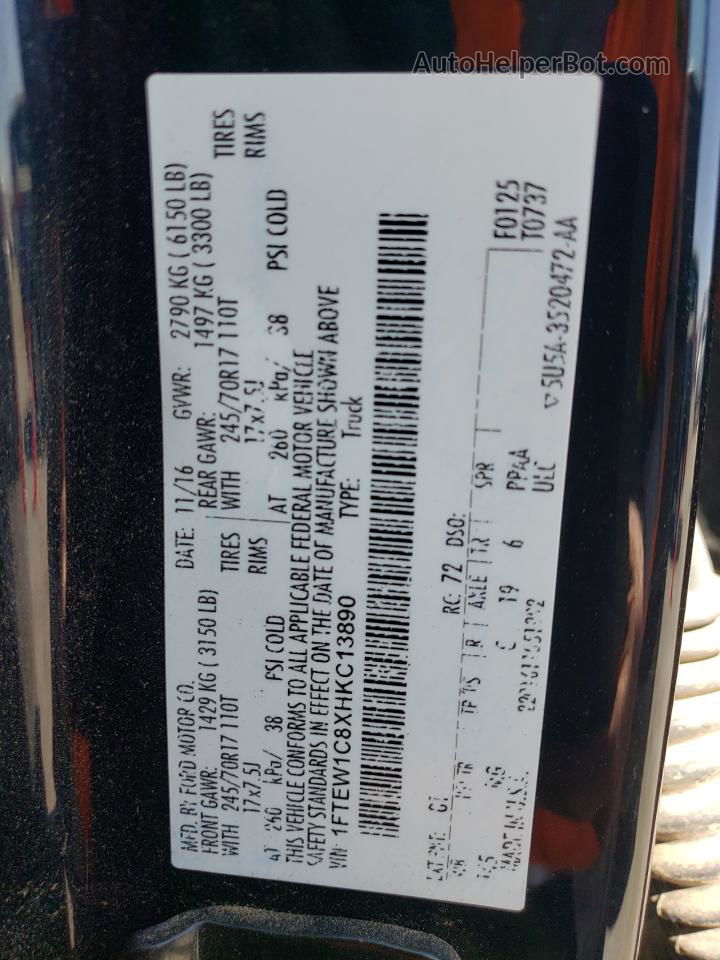 2017 Ford F150 Supercrew Black vin: 1FTEW1C8XHKC13890